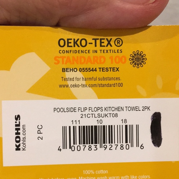 Live Life in Flip Flops Beach Pool Summer Kitchen Towels Set of 2 NWT Cotton - Picture 15 of 15